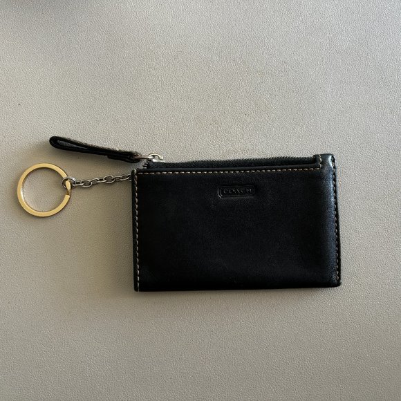 Coach Keychain card wallet - Black Leather - Picture 1 of 7